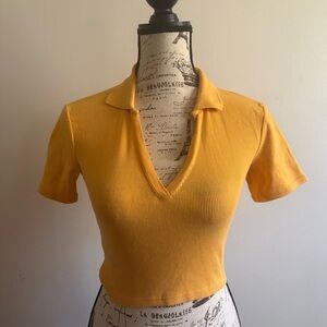 Mustard Yellow Cropped Polo Top by Zara